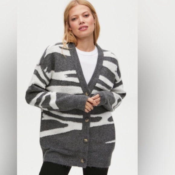 NWT Michael Stars Nell Cardigan in Charcoal Combo, 1X, Soft, Cozy Texture - Picture 1 of 10